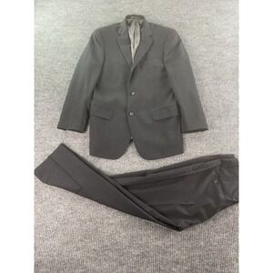 Hart Schaffner Marx Suit 42 R Gray Wool Solid Premium Classic Jacket Pants 36x28